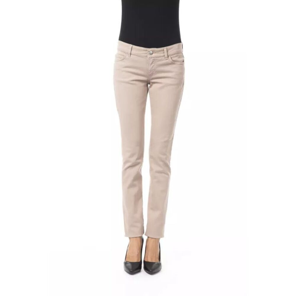 BYBLOS Beige Cotton Women Pant with Back Pocket Women's Chain